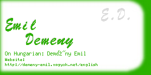 emil demeny business card